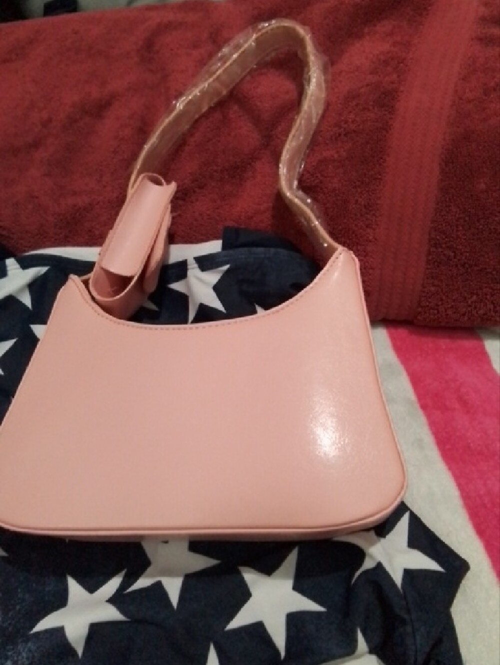 Pink Shoulder Bag with Front Zip Pocket - Picture 2 of 5